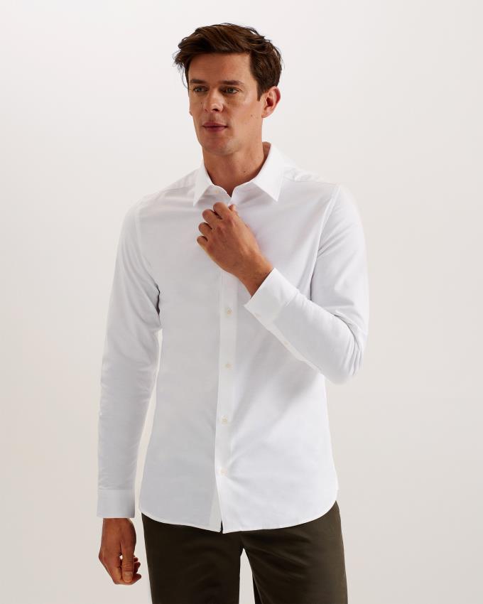 Chemises Ted Baker Long Sleeve Cotton Oxford Blanche Homme | FBH-30410488